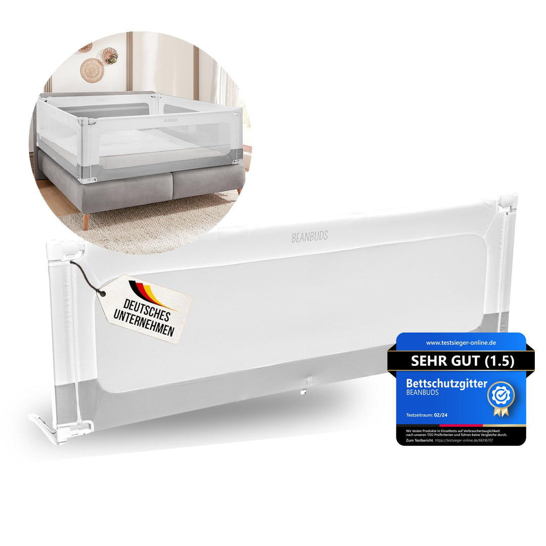 BEANBUDS® Bettgitter Rausfallschutz 180cm [1 Seite] - Bettschutzgitter Lattenrost & Boxspringbett -