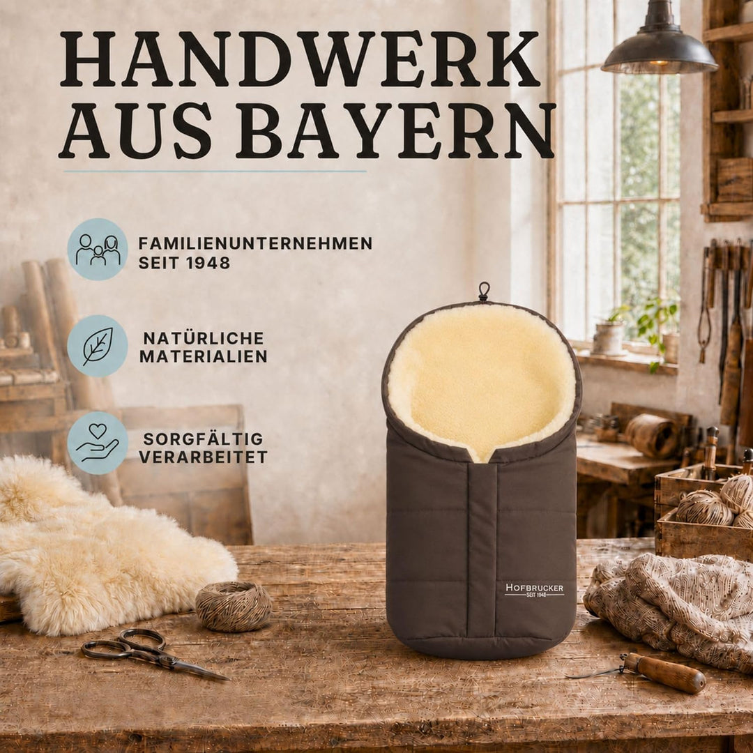 Hofbrucker Lammfell-Fusssack Eskimo für Babyschale, Kinderwagen, Buggy/Universeller Winterfusssack/F