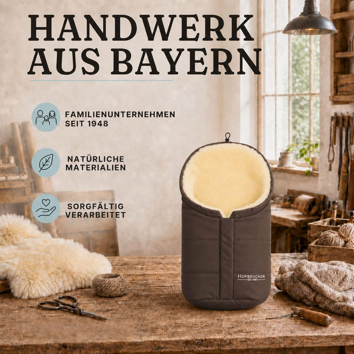 Hofbrucker Lammfell-Fusssack Eskimo für Babyschale, Kinderwagen, Buggy/Universeller Winterfusssack/F