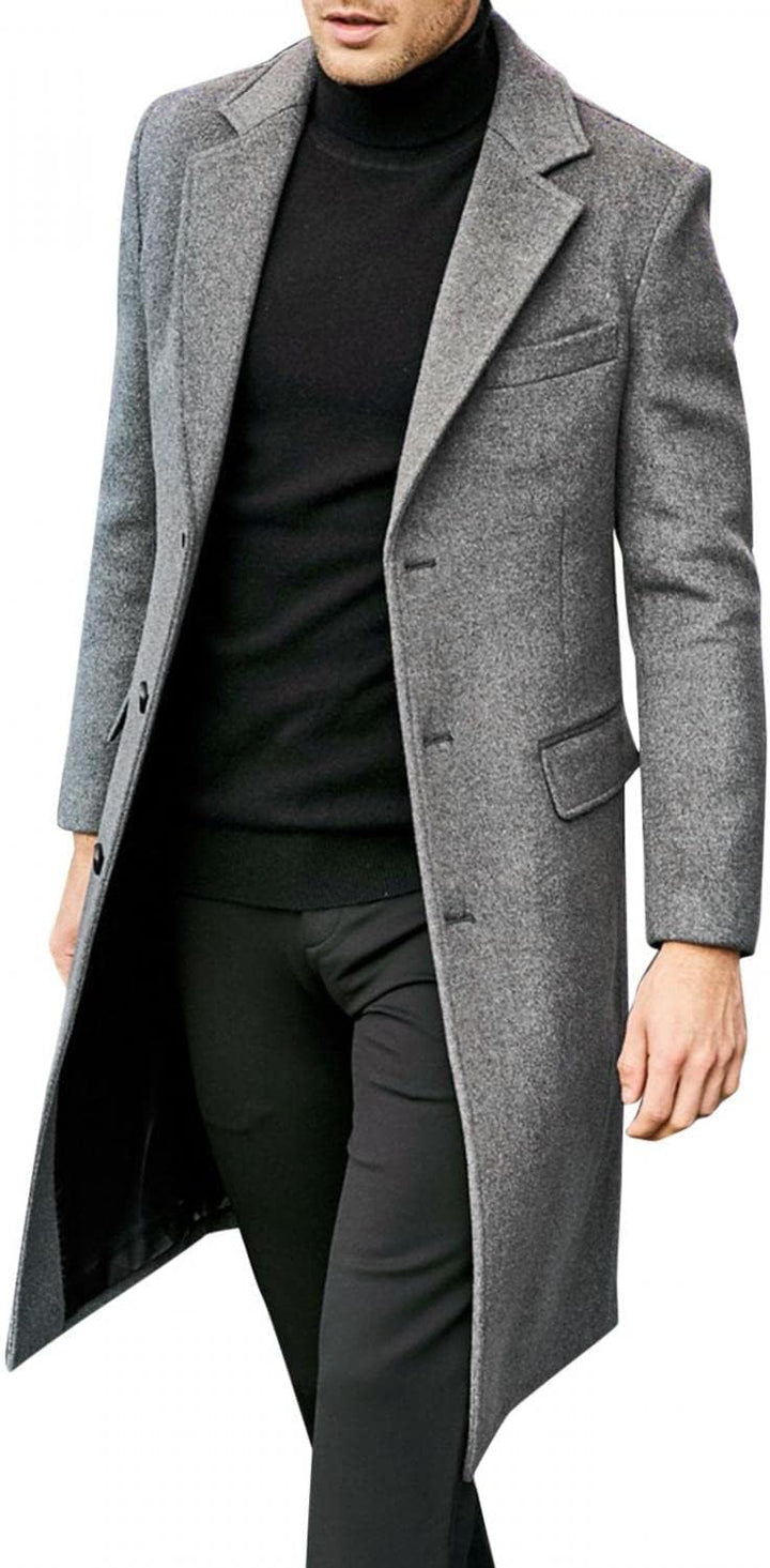Celucke Mantel Herren Wintermantel Wolle Winter Kurzmantel Mittellang Wollmantel mit Stehkragen und