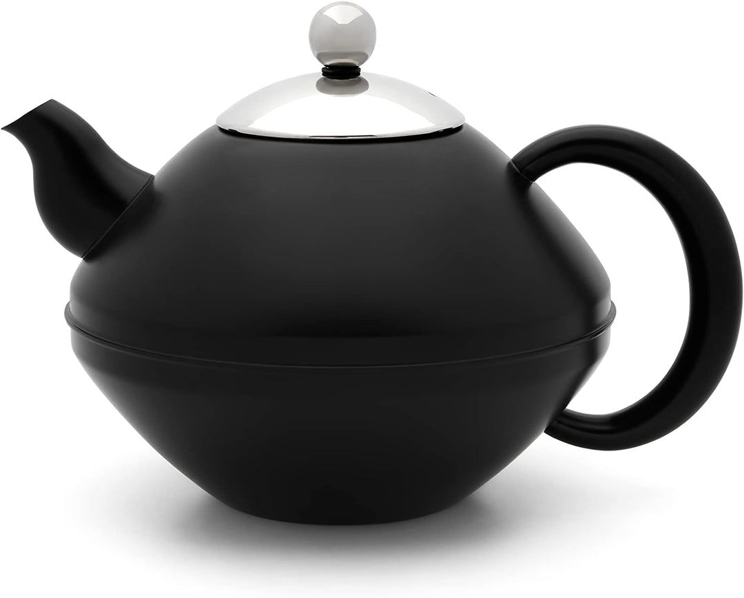 Bredemeijer grosse Schwarze doppelwandige Edelstahl Teekanne 1.4 Liter - isolierende Kanne für länge