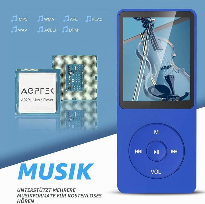 AGPTEK 64GB Klassischer MP3 Player, Laufzeit bis zu 70 Stunden, HiFi, Kleiner MP3-Player für Kinder/