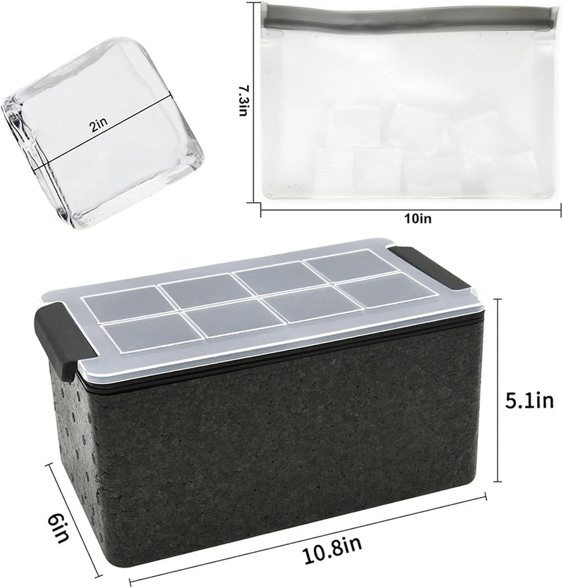 Kristalline Eiswürfelformen, riesiges Tablett für 5,1-cm-Eiswürfelmaschinen, 8 grosse, transparente