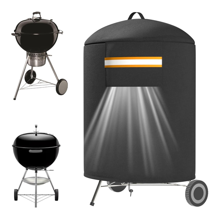 EVRBUL Robuste 420D Grill-BBQ-Abdeckung, Runde Raucher-Schutzhülle mit tragbarem Griff und Lüftung –