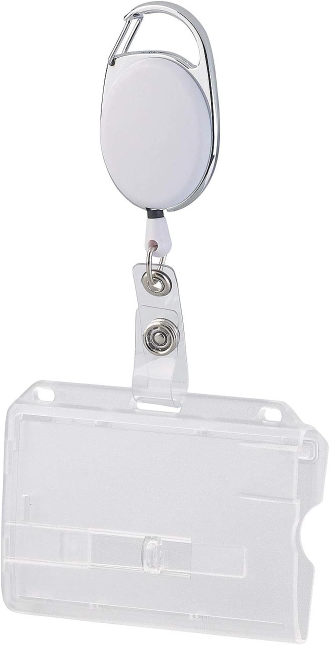General Office Ausweishülle mit Band: 50er-Set Ausweishüllen aus Hartplastik, 60-cm-Jojo-Befestigung