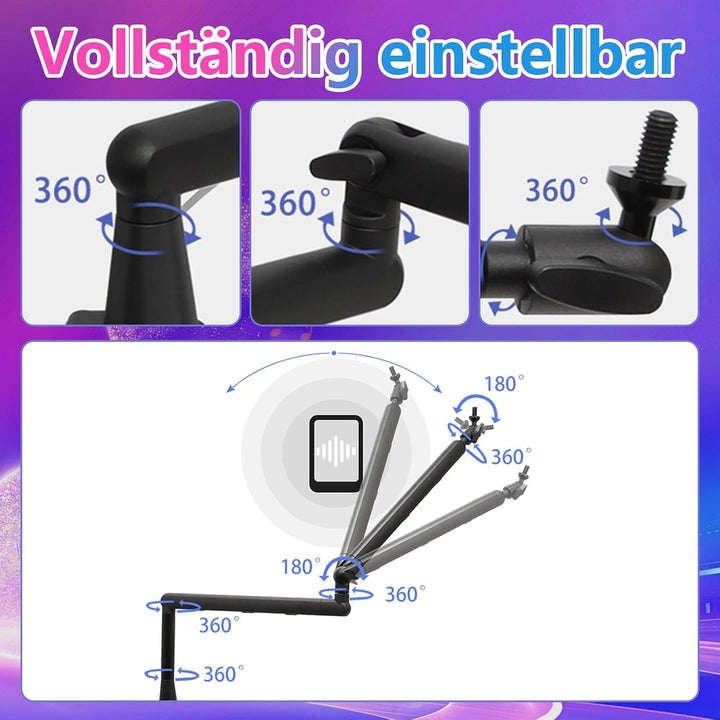 Mikrofon Arm, Low Profile Mic Arm mit Kabelkanälen, 360° drehbarem Rode Mikrofonarm, Verstellbarer M