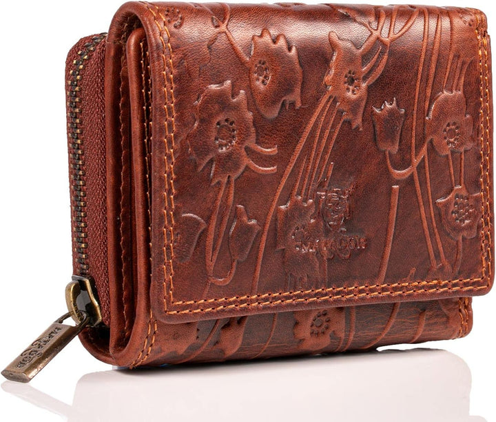 MATADOR 558 Klein Geldbörse Braun Blumen, Braun Blumen