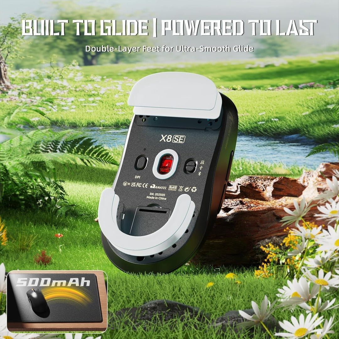 ATTACK SHARK X8SE Kabellose Gaming-Maus, 55g Ultraleicht, PAW3311 Sensor, BK52820 Chip, 25.000 DPI,