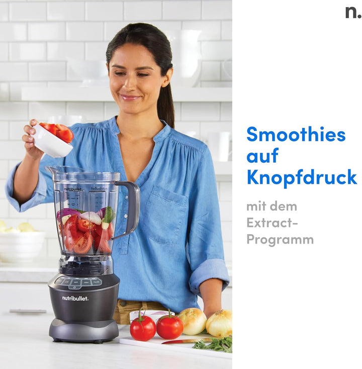 nutribullet Standmixer,1.200 Watt Leistung, 19.500 Umdrehungen/Minute, 1,8 L BPA-freier Krug, 2 Gesc
