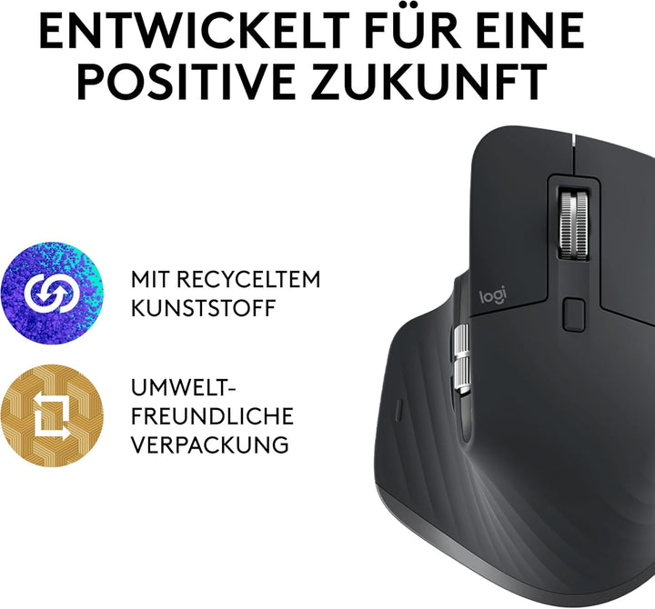 Logitech MX Master 3S - Wireless Performance Mouse, Ultra Fast Scrolling, Ergonomic, 8K DPI + De'Lon