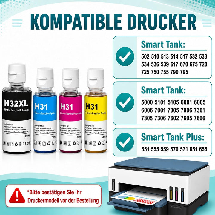 ATTA Druckertinte 31 32 XL Kompatibel mit HP 32XL für Smart Tank 5105 7605 7305 7005 5106 7306 Smart