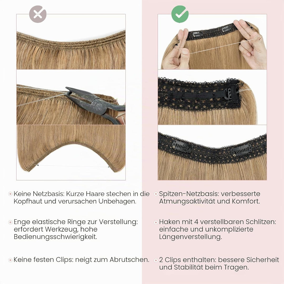 Extensions Echthaar mit transparenter Schnur, Silk-co Wire in Extensions Dunkelblond 55g, Secrets Ha