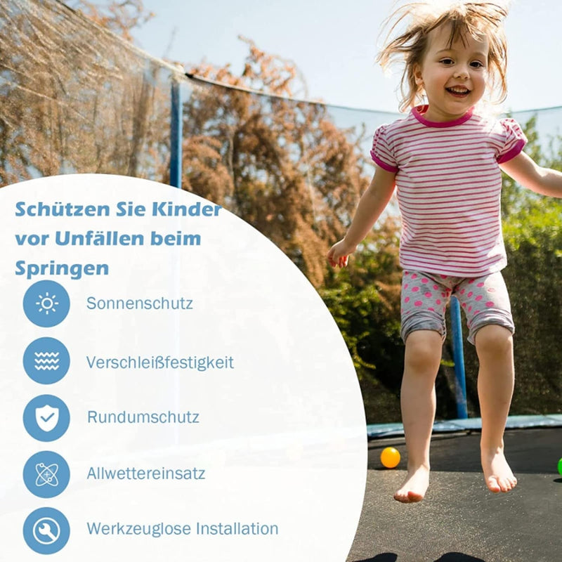 GYMAX Trampolin Ersatznetz 180cm Höhe, Sicherheitsnetz aus PE mit Reissverschluss, Schutzklammern, T