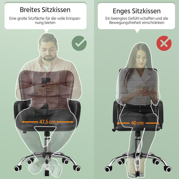 Yaheetech Bürostuhl Ergonomischer Schreibtischstuhl Bürohocker Arbeitsstuhl Drehstuhl höhenverstellb