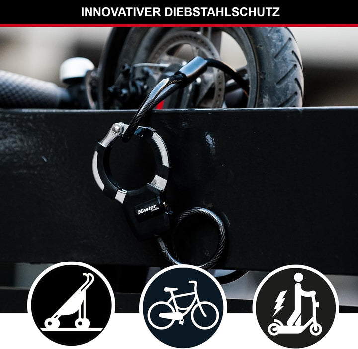 Master Lock Kabelschloss mit Schlüssel, 1 m, Ideal für Scooter Roller, Fahrrad, Kinderwagen, Sportau