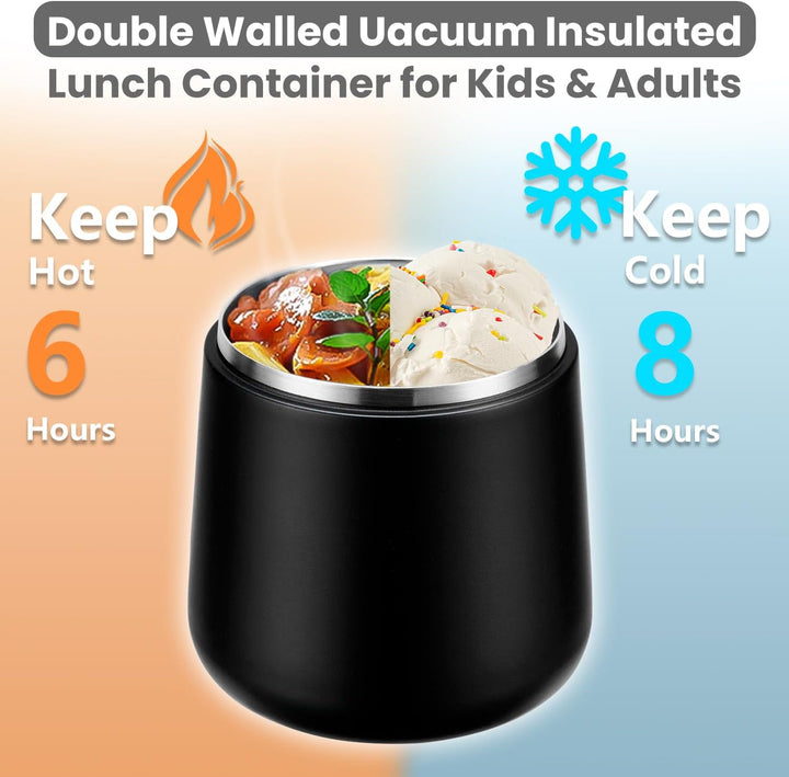 Itslife Thermobehälter für Essen 600ml, Warmhaltebehälter Essen Edelstahl mit Schnallendeckel und Lö