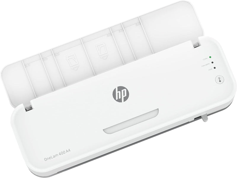 HP OneLam 400 A4, Laminiergerät, 75/80 - 125 Micron, inklusive Schneidelinieal, Eckenabrunder und La