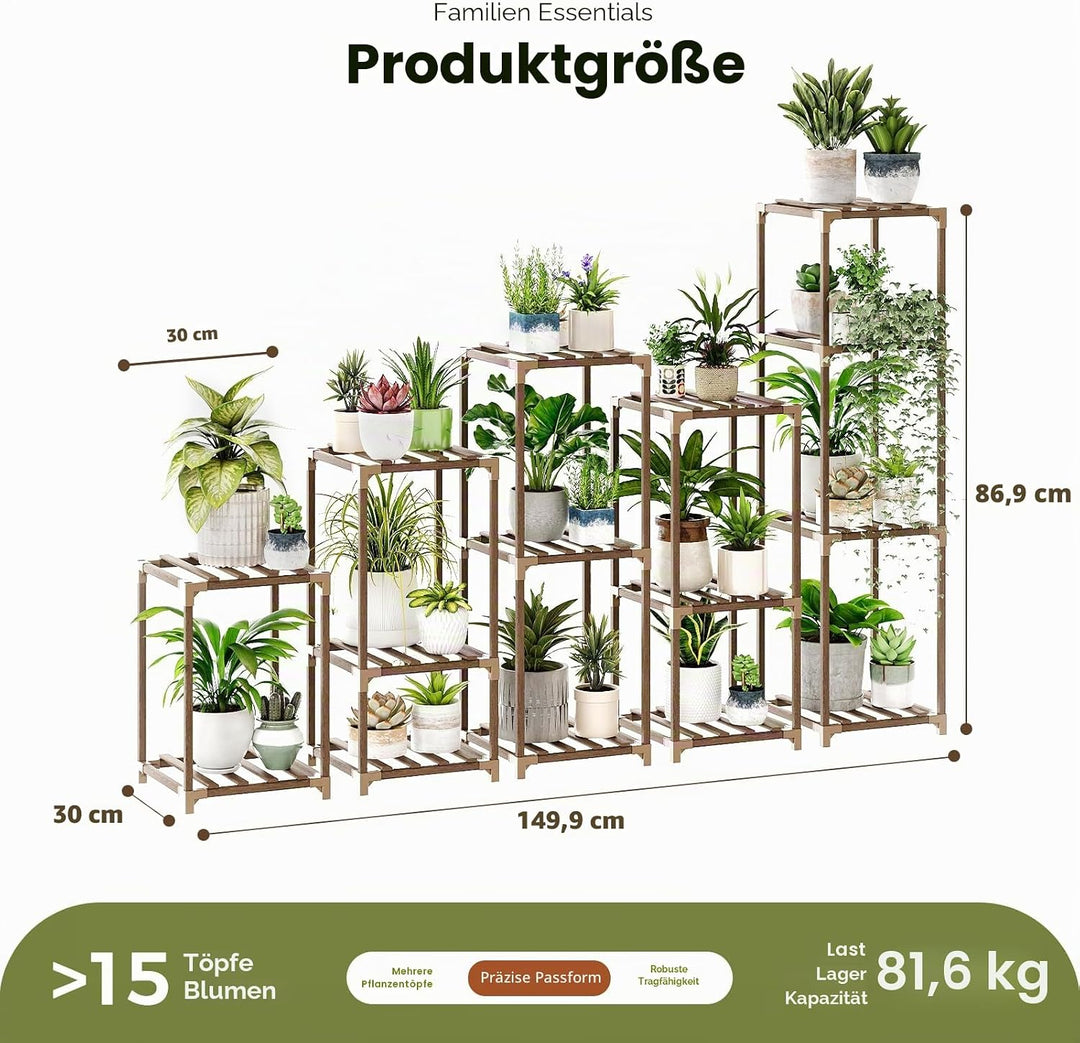 Bamworld 5 Sets von Paket-Pflanzenständer-Kombination, für Innen- und Aussenbereich, Pflanzenständer