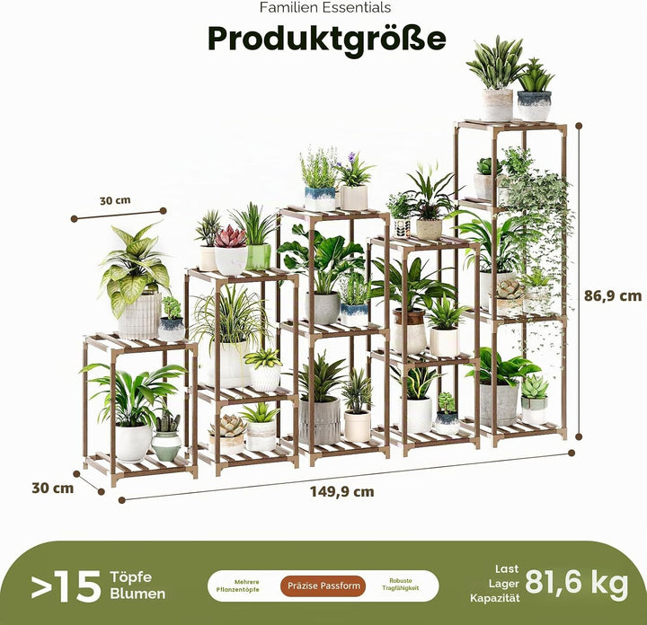 Bamworld 5 Sets von Paket-Pflanzenständer-Kombination, für Innen- und Aussenbereich, Pflanzenständer