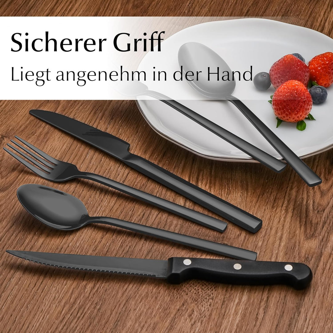 MIAMIO – Besteck Set für 6 Personen / 36-teilig Besteckset mit Messer, Gabel, Löffel, 18/10 Edelstah