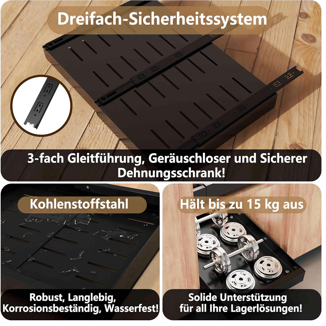 WISD Teleskopschublade - Ausziehbarer Schrank Organizer Mit 3 Schienen - Kein Bohren - Verstellbare