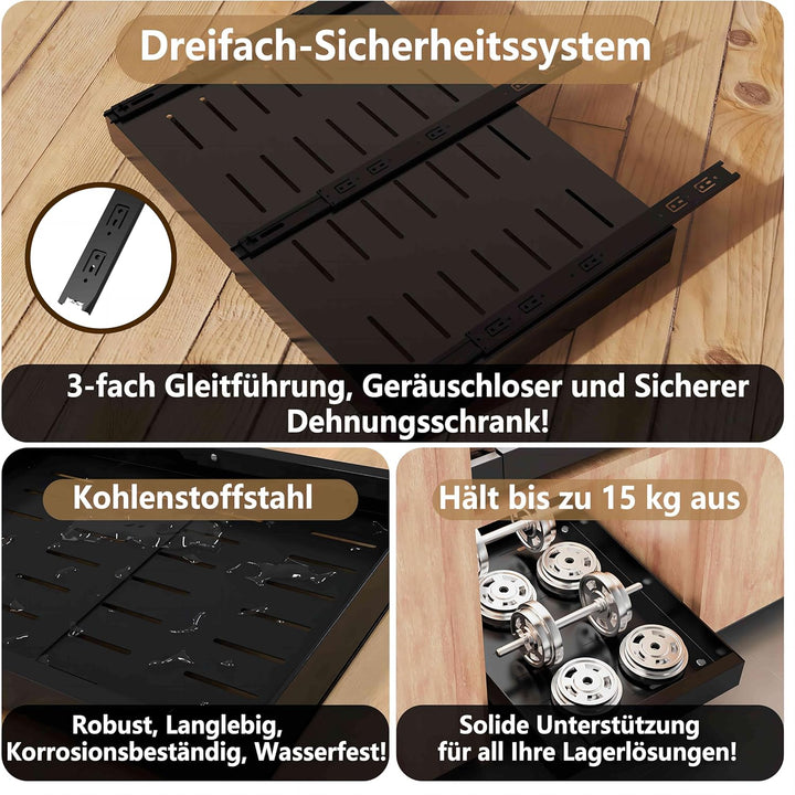WISD Teleskopschublade - Ausziehbarer Schrank Organizer Mit 3 Schienen - Kein Bohren - Verstellbare