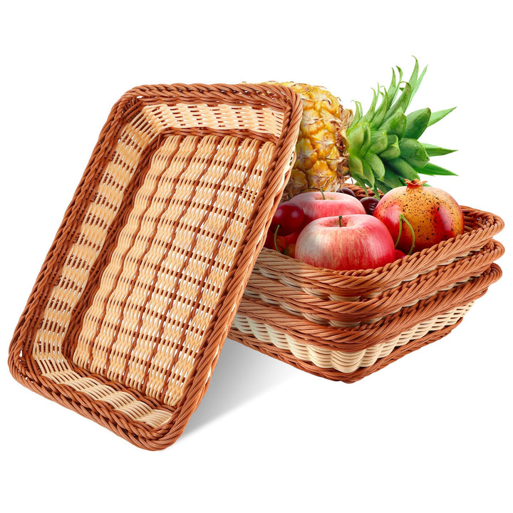 4er Set Brötchenkorb Geflochten Brotkorb Stapelbarer Brotkörbchen Modern Brotkörbe Hochwertiger Obst
