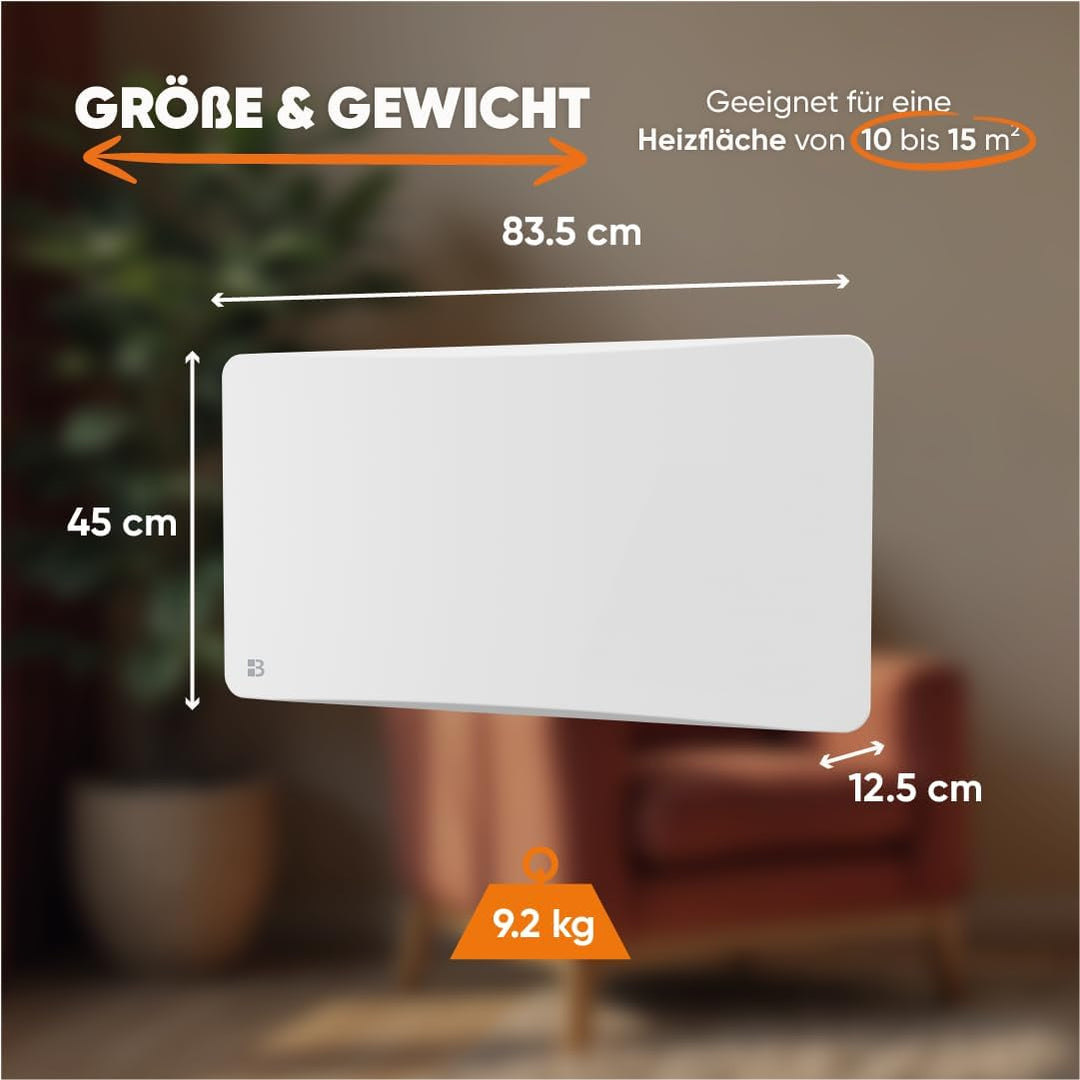BESTHERM Bestherm Oveo Heizkörper, elektrisch, fest, Keramik, 1500 W, Plug &amp; Play, horizontal, weiss