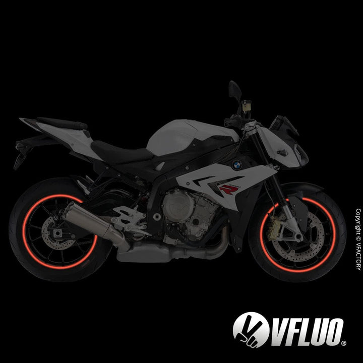 VFLUO - Kit Reflektierende Felgenrandaufkleber Motorrad, Aufkleber für 1 Rad 3M™-Technologie™, 360°-