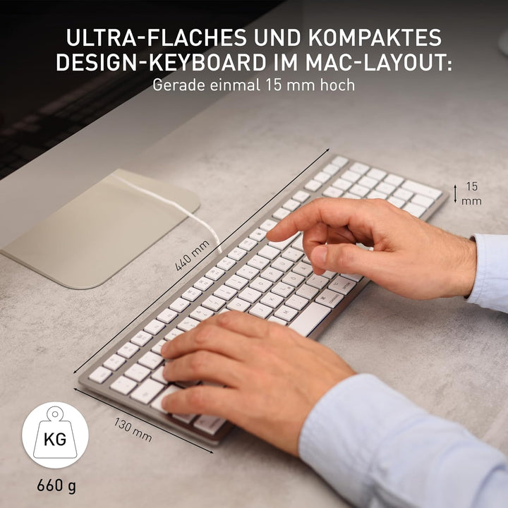 CHERRY KC 6000 Slim for MAC, Kabelgebundene Mac-Tastatur (USB-A Anschluss), Französisches Layout (AZ