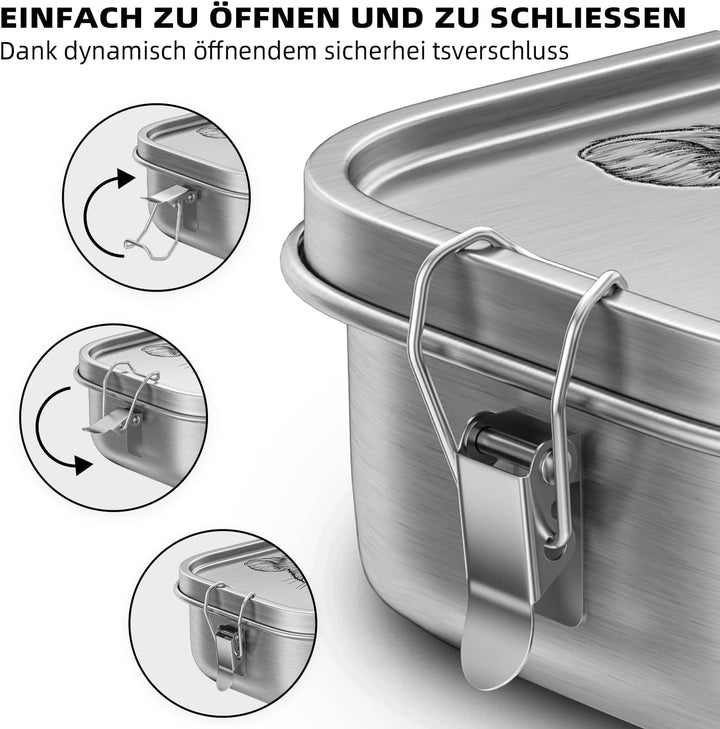 REKITA Edelstahl Brotdose Kind er mit Fächern, 850ML Bento Box, Jausenbox Lunchbox, Personalisierte