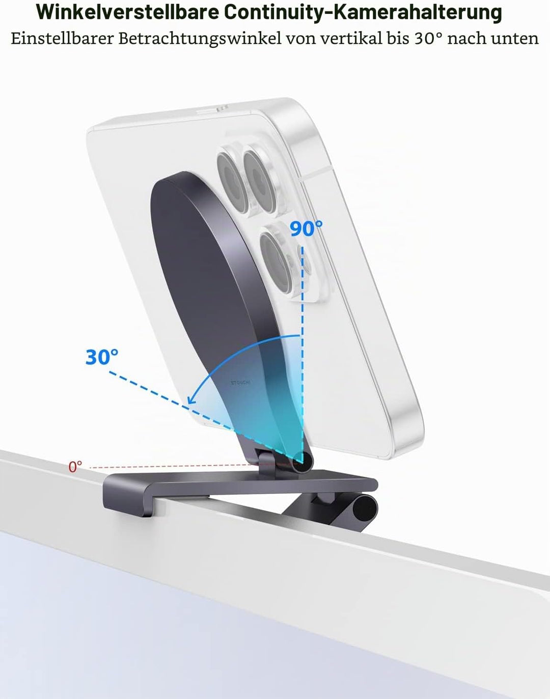 Stouchi Continuity Camera Mount für iMac, Desktop Monitor,Einstellbarer Winkel iPhone Monitor Halter