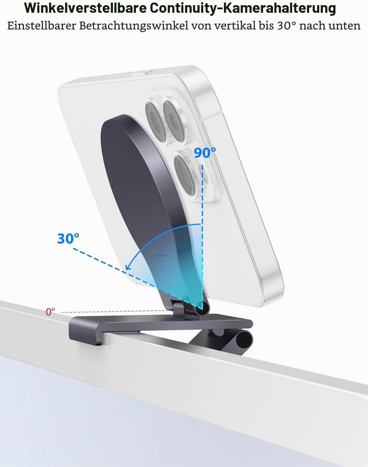 Stouchi Continuity Camera Mount für iMac, Desktop Monitor,Einstellbarer Winkel iPhone Monitor Halter