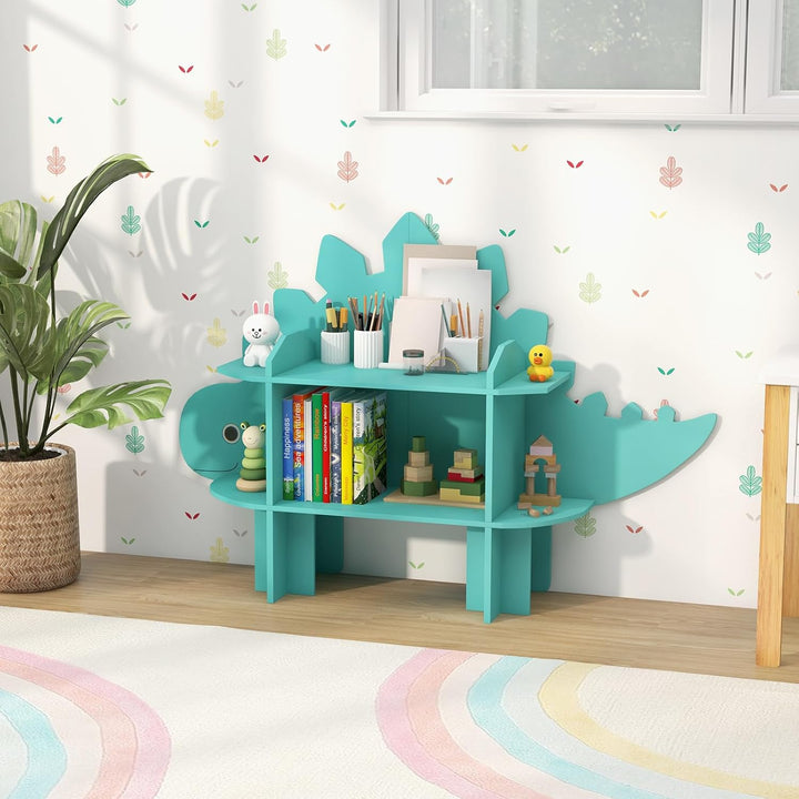 COSTWAY Kinderregal 2 Ebenen, Spielzeugregal Holz mit offenen Regalen, Niedliches Bücherregal Kinder