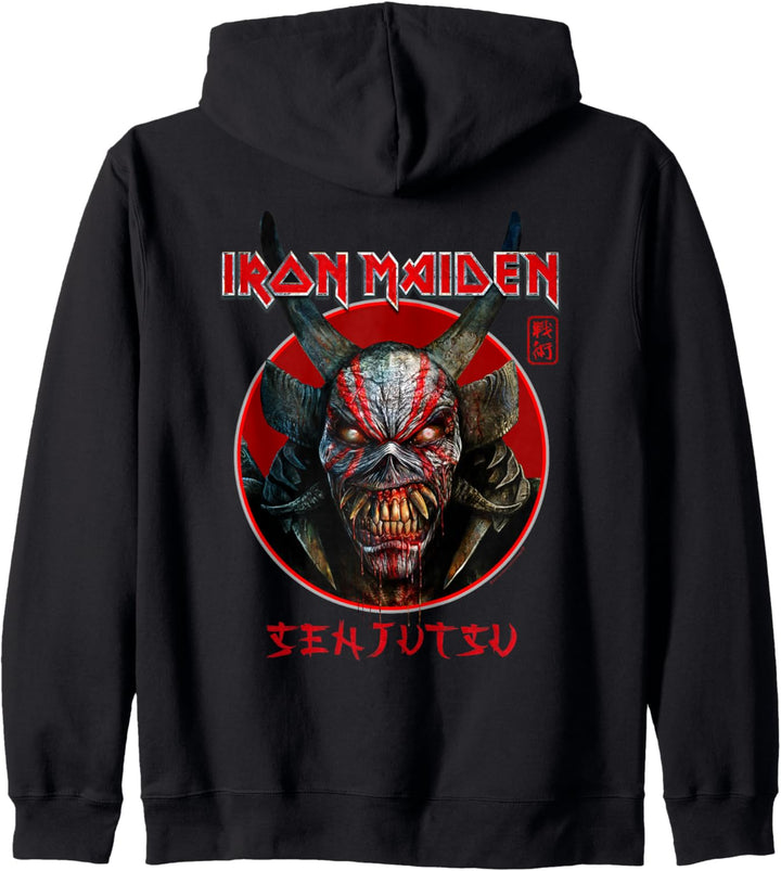 Iron Maiden – Senjutsu-Logo Eddie Gesicht Kreis vorne hinten Kapuzenjacke