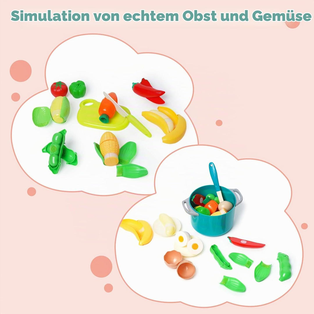 Kinderküche Zubehör 61 Stücke Küchen Spielzeug fur Kinder Kochset Küch Spielzeug Kochgeschirr-Set mi