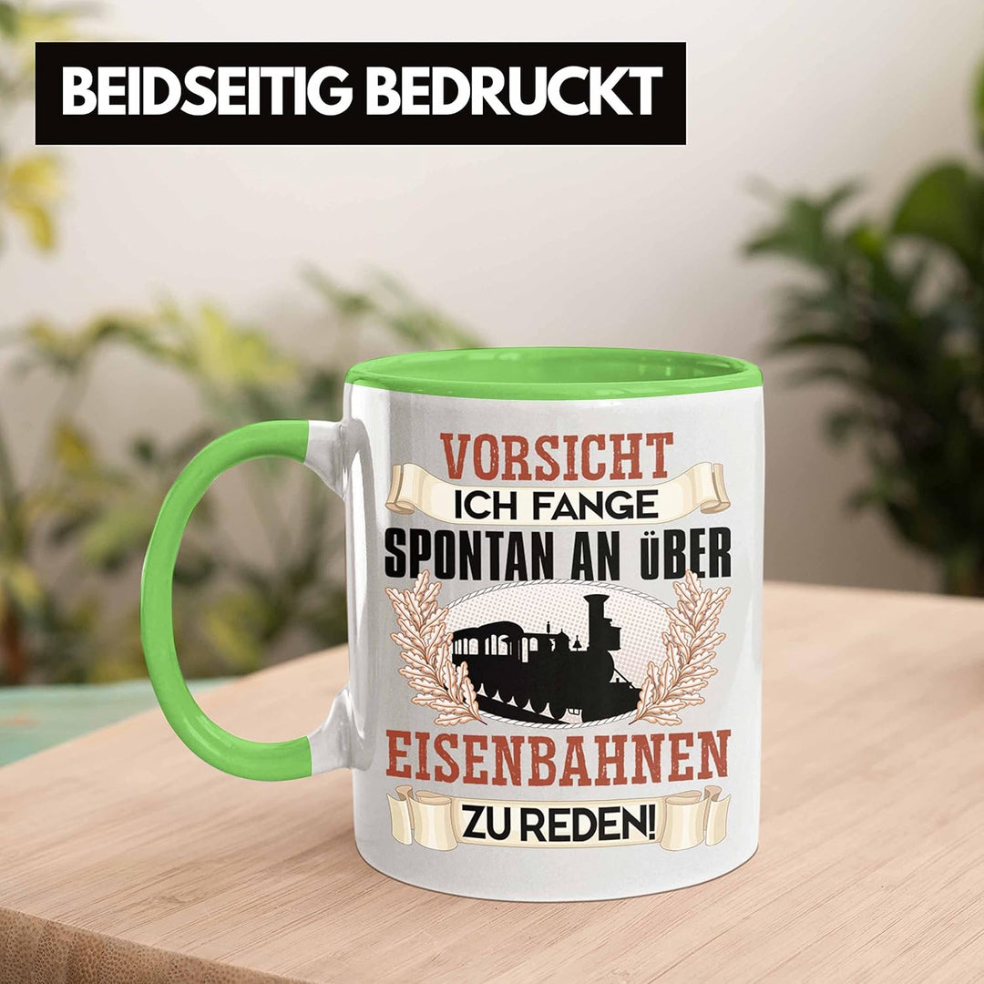 Trendation - Eisenbahner Tasse Geschenk für Modelleisenbahn-Fans Geschenkidee Ich Fange Spotan An Üb