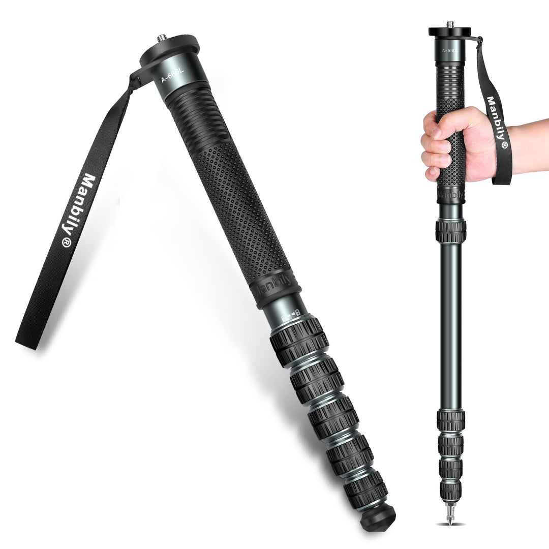 Manbily 32mm Einbeinstativ für Kameras 44cm-174cm aus Aluminium Monopod Stativ DSLR Reise-Einbeinsta