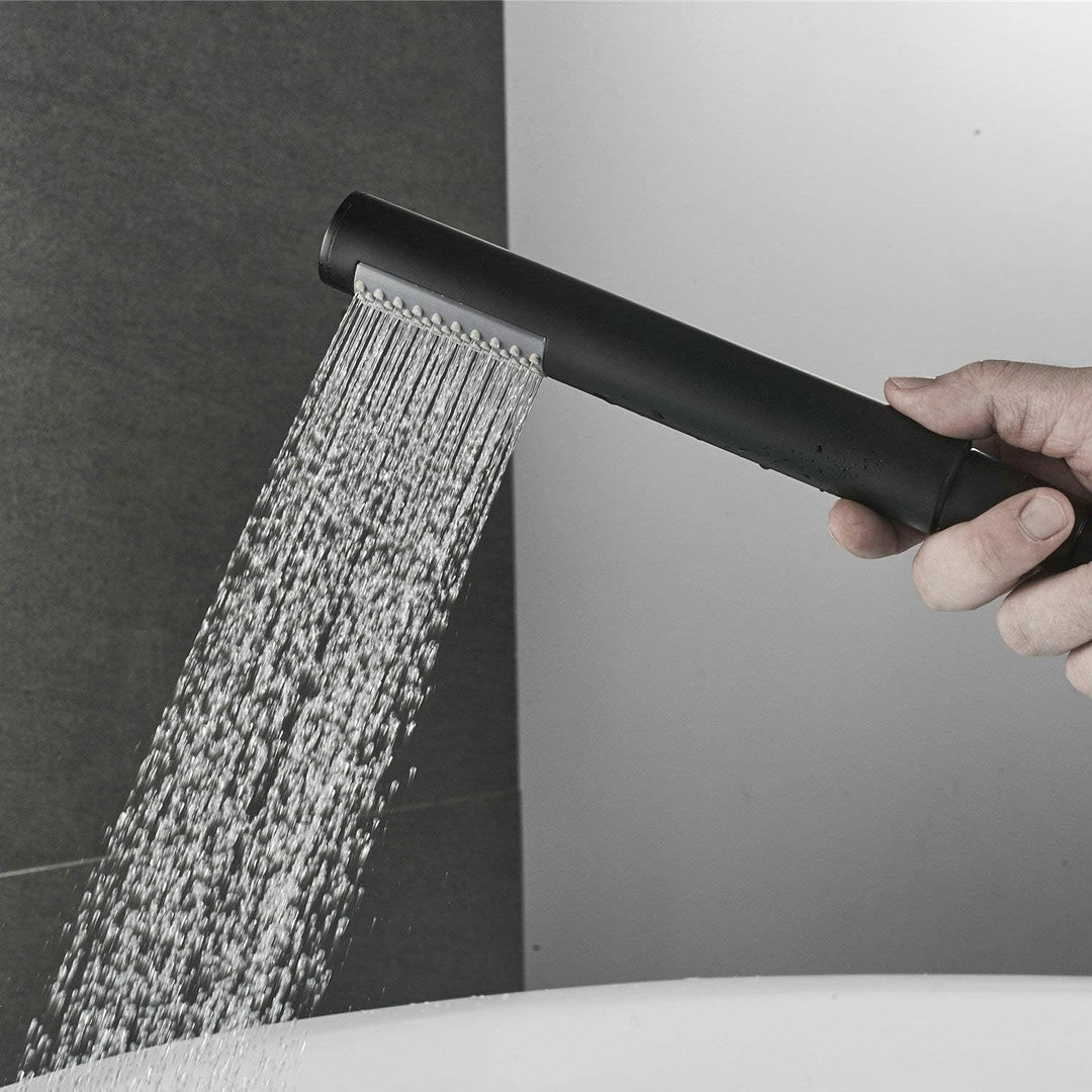 SHUNLI Badewannenarmatur Wannenbatterie Badewannenhahn mit Handbrause Badewanne Wasserhahn (Schwarz)