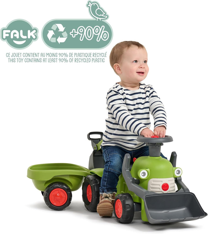 Falk Claas Kindertraktor mit Frontbagger I Rutschauto ab 12 Monaten I aus 90% recyceltem Kunststoff