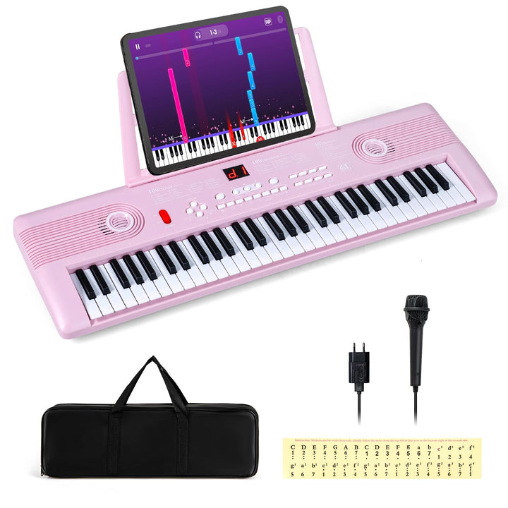 COSTWAY Keyboard Piano 61 Tasten, Digital Piano mit Ständer &amp; Mikrofon &amp; Tragetasche, E-Piano für Ei