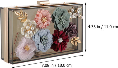 VALICLUD Frauen Kette Geldbörse Klare Acryl Tasche Blume Clutch Geldbörse mit Goldenen Kettenriemen