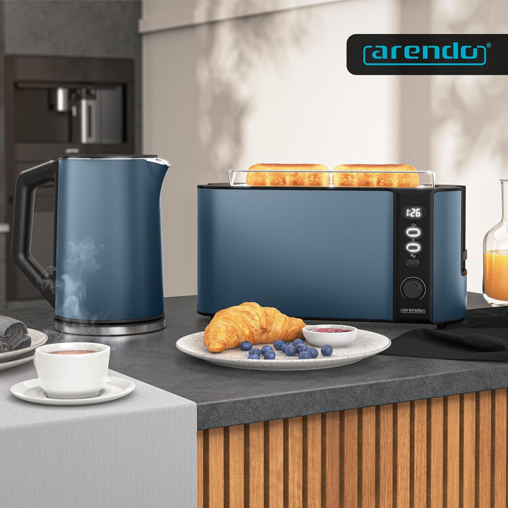 Arendo - Toaster Langschlitz 2 Scheiben - Defrost Funktion - 1000 W - Doppelwandgehäuse - Integriert