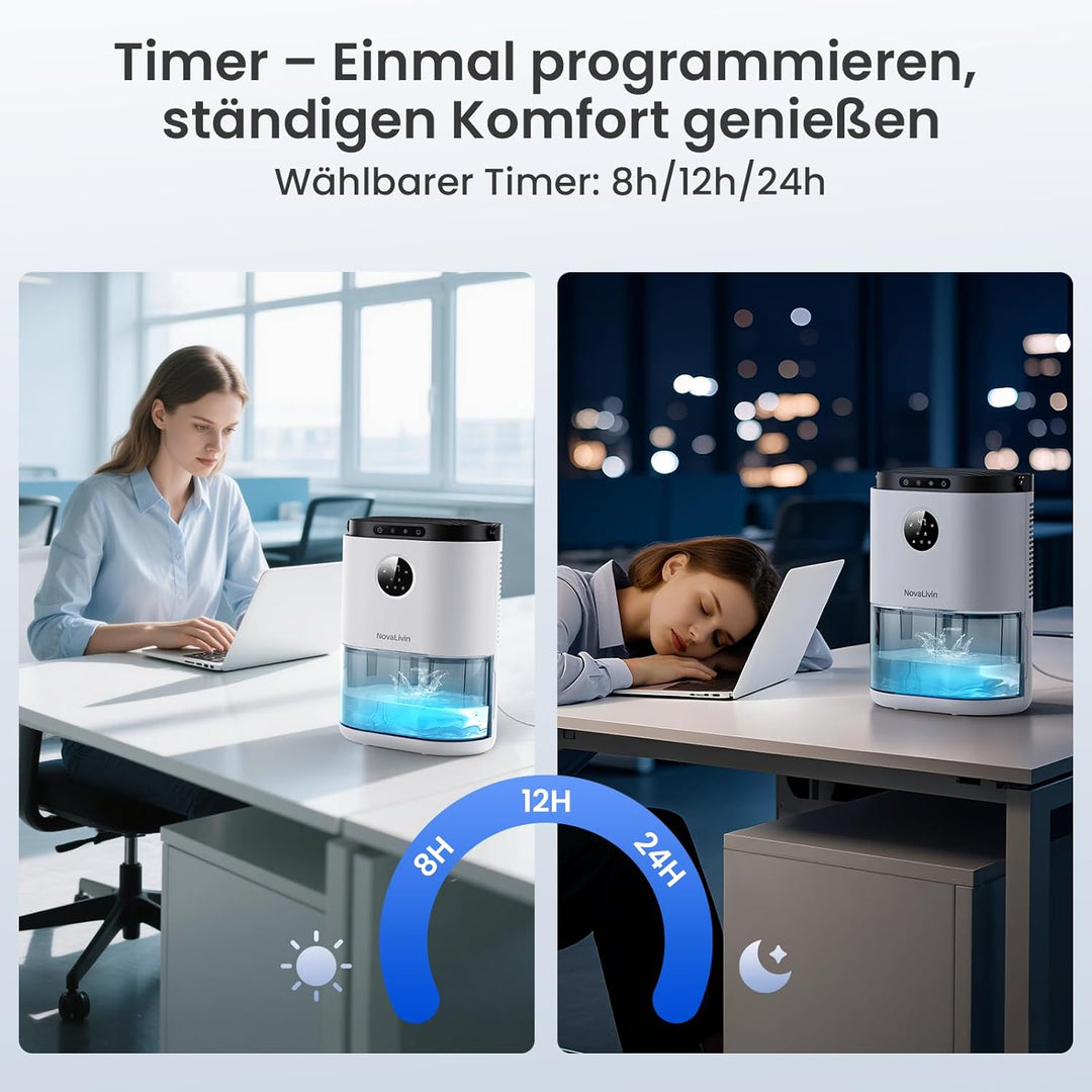 Raumentfeuchter Luftentfeuchter mit 2L Wassertank, Automatische Abschaltung und Feuchtigkeitsregelun