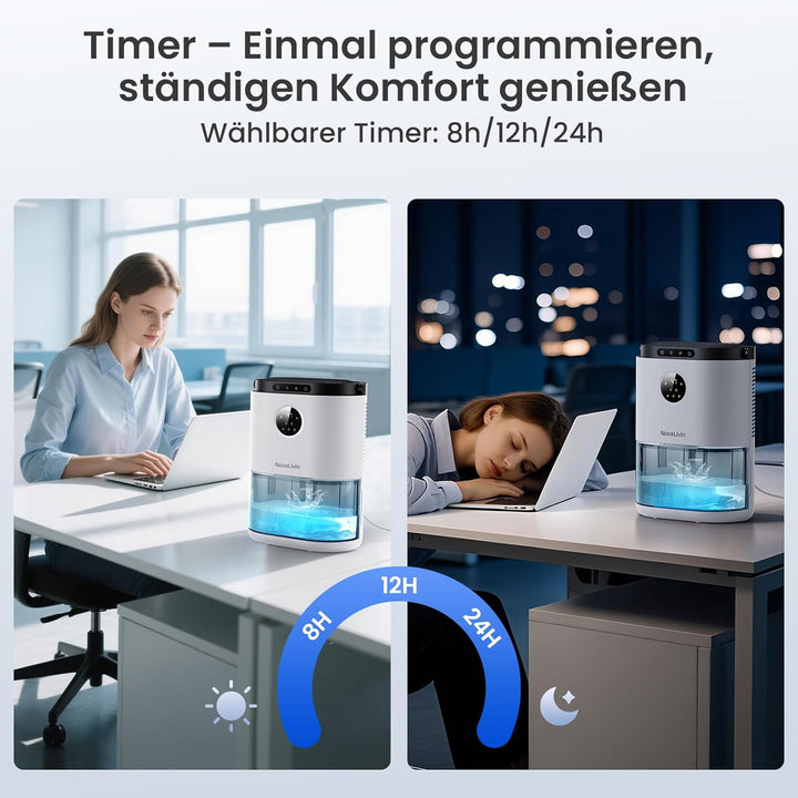 Raumentfeuchter Luftentfeuchter mit 2L Wassertank, Automatische Abschaltung und Feuchtigkeitsregelun