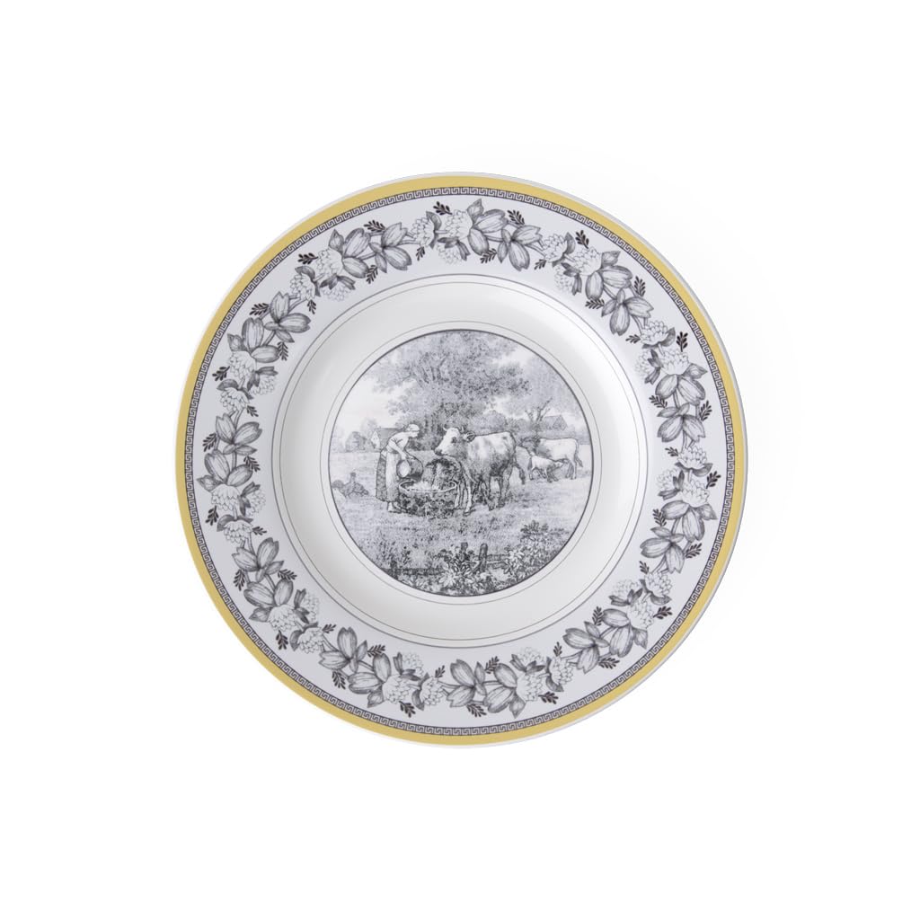 Villeroy und Boch Audun Ferme Frühstücksteller, 22 cm, Premium Porzellan, Weiss/Grau/Gelb Weiss/Mehr