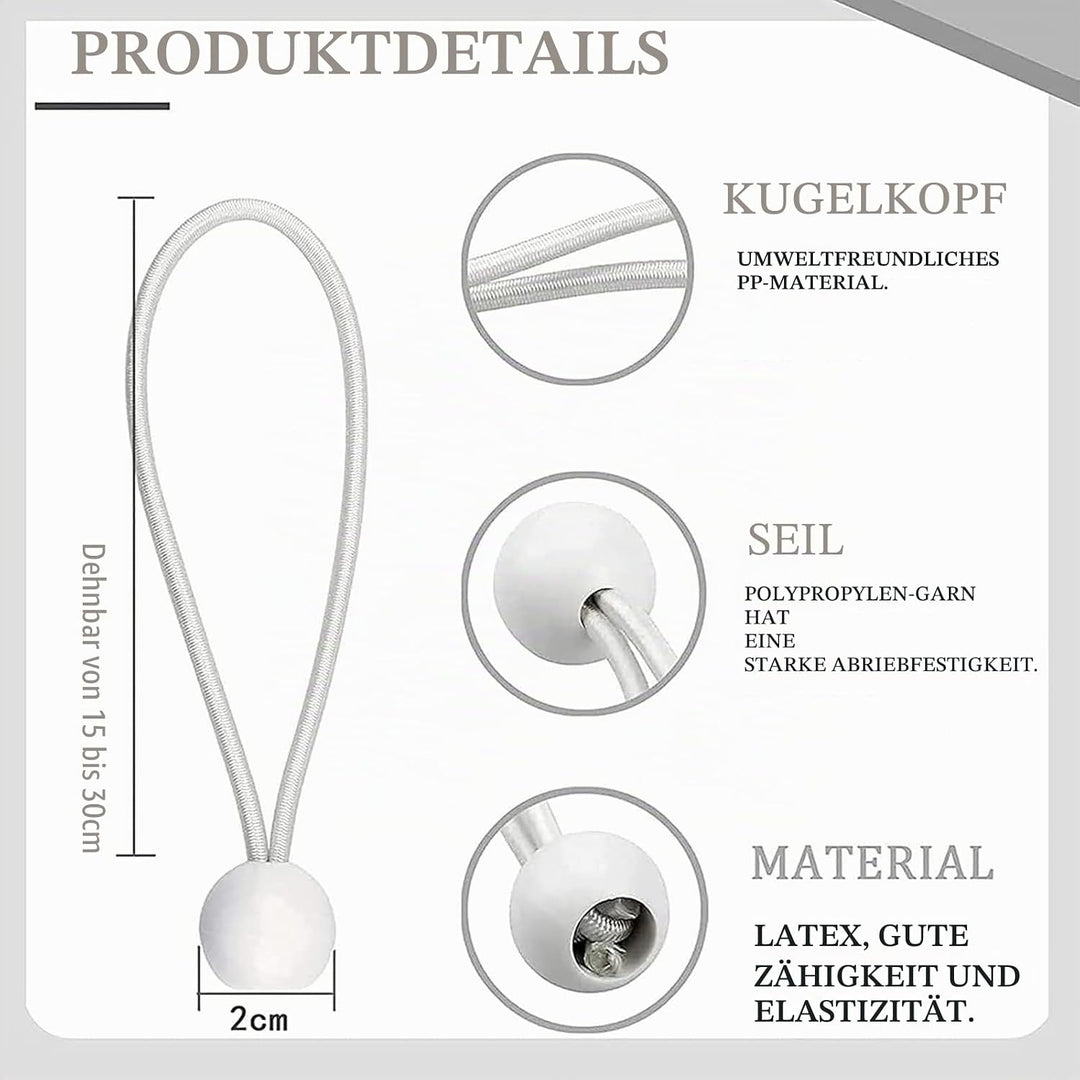 75 Stücks Spanngummi mit Kugel, Gummischlaufen Expanderschlinge Zeltgummis Gummispanner Mit Kugel fü