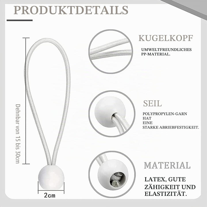 75 Stücks Spanngummi mit Kugel, Gummischlaufen Expanderschlinge Zeltgummis Gummispanner Mit Kugel fü