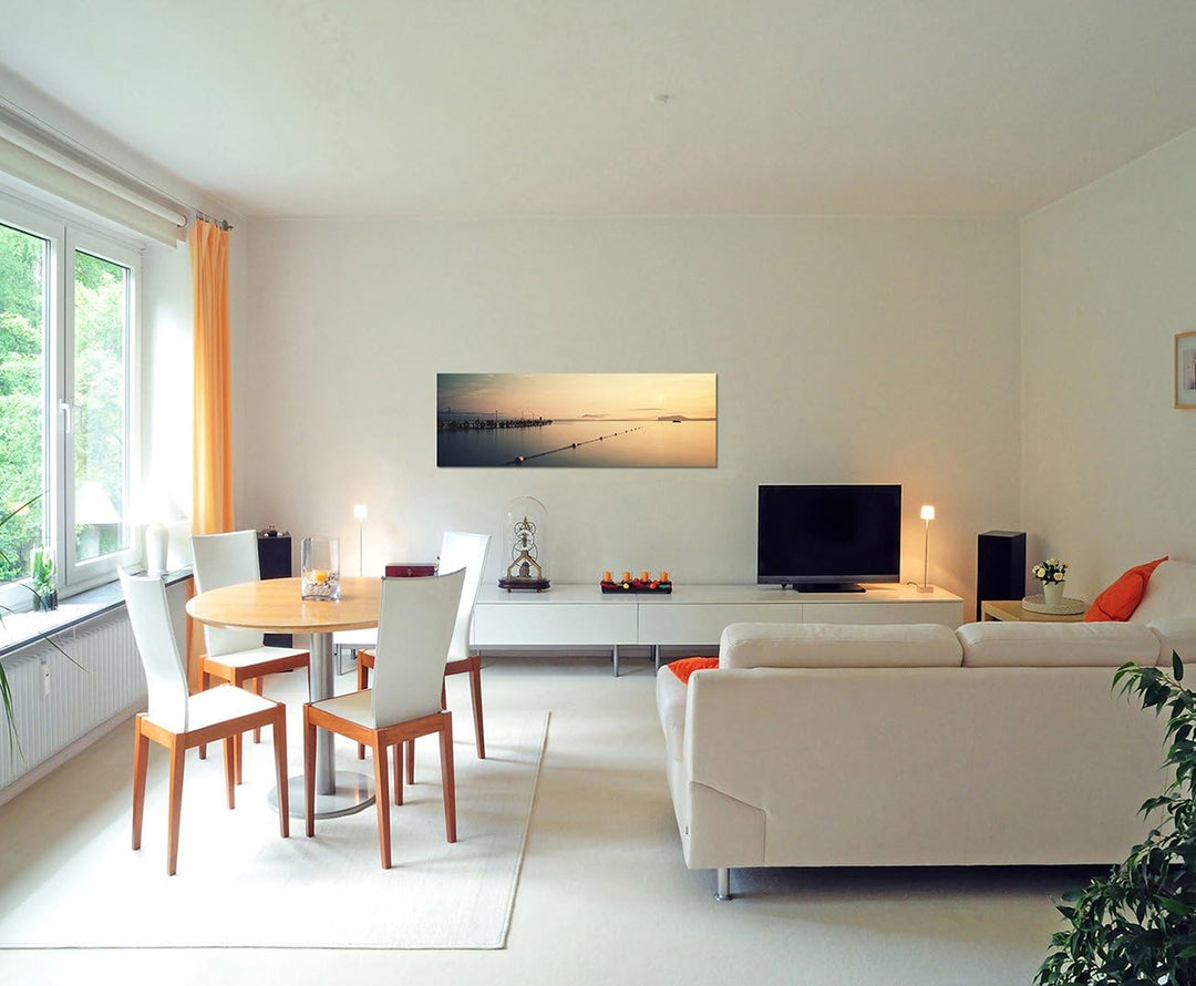 Paul Sinus Art Panoramabild auf Leinwand und Keilrahmen 150x50cm Schwarzes Meer Dämmerung Wolkenschl