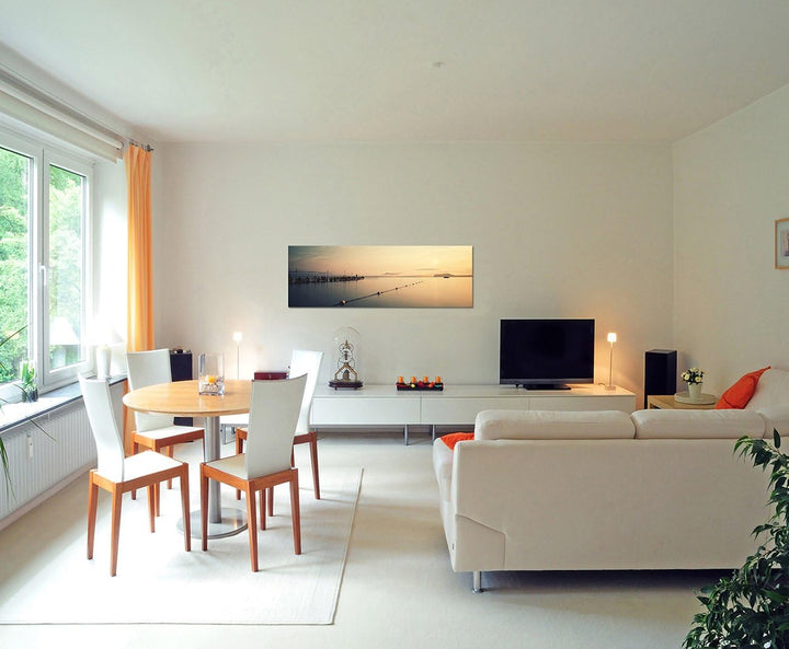 Paul Sinus Art Panoramabild auf Leinwand und Keilrahmen 150x50cm Schwarzes Meer Dämmerung Wolkenschl